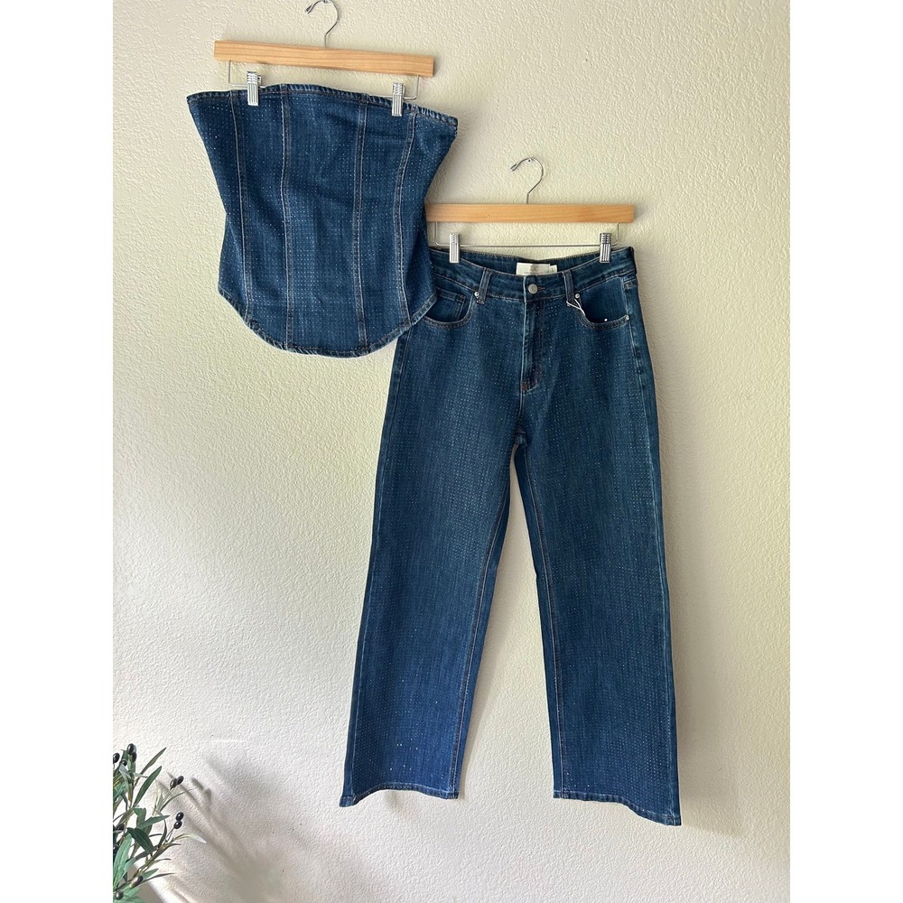 Dust & Candlelight Set | LC Lizette Crystal‎ Denim Corset & Jean Set